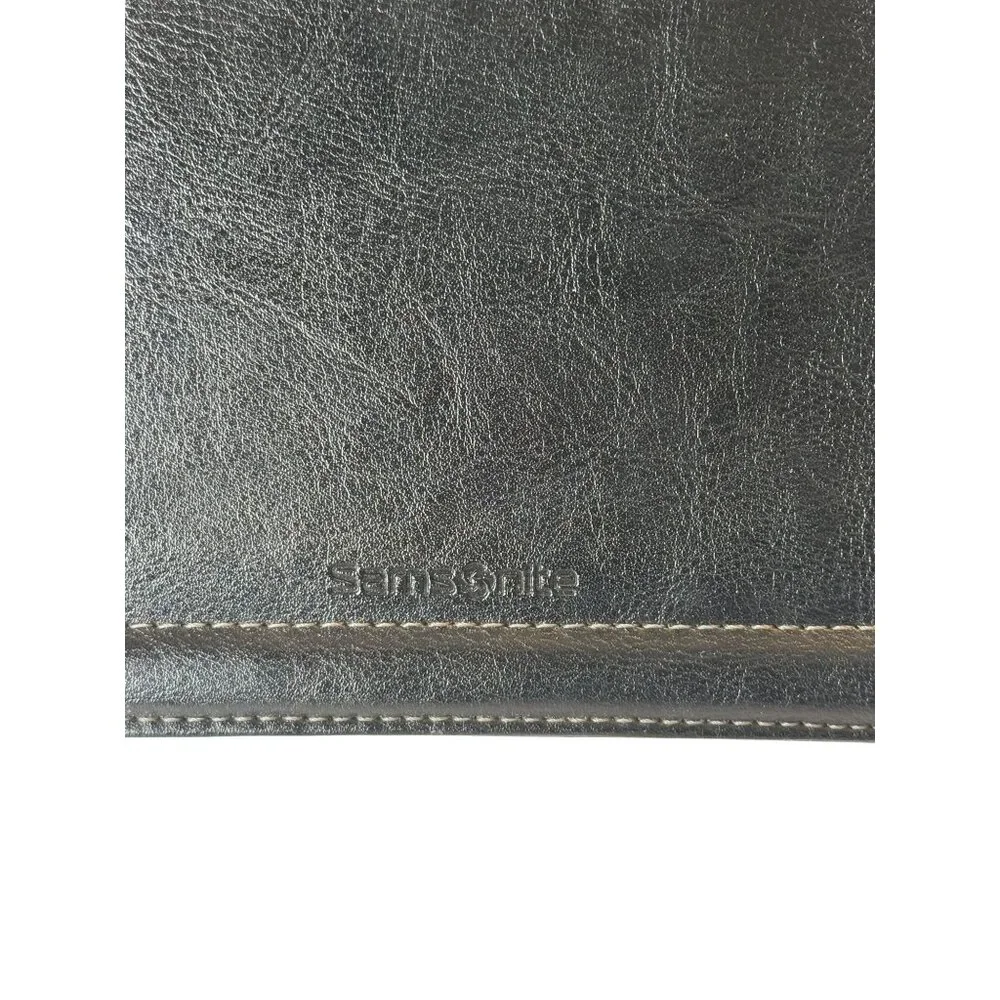 Samsonite Black Leather iPad Folio Organizer With Zipper Closure & Document Pock